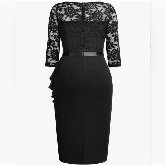 Black Lace & polyester cocktail dress Size XXL - Picture 2 of 8